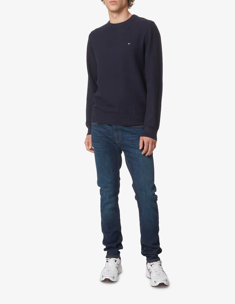 Tommy Hilfiger Maglia girocollo in cotone strutturato - Blu - immagine 2 Tommy Hilfiger Maglia girocollo in cotone strutturato - Blu - immagine 2