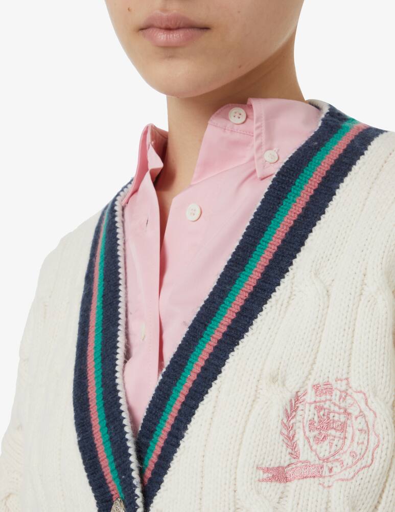 rinascente Tommy Hilfiger Cardigan con scollo a V a trecce Icon - Rosa
