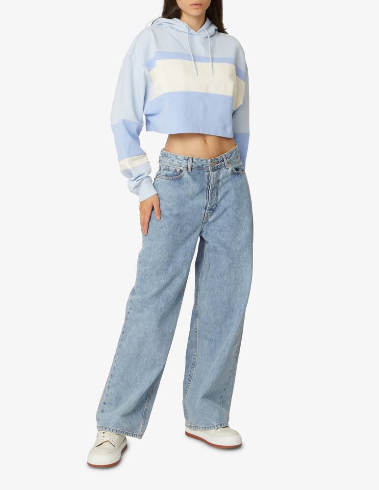 rinascente Tommy Jeans Felpa con cappuccio in cotone a righe - Azzurro