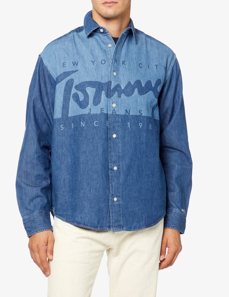 rinascente Tommy Jeans Logo denim shirt - Blue
