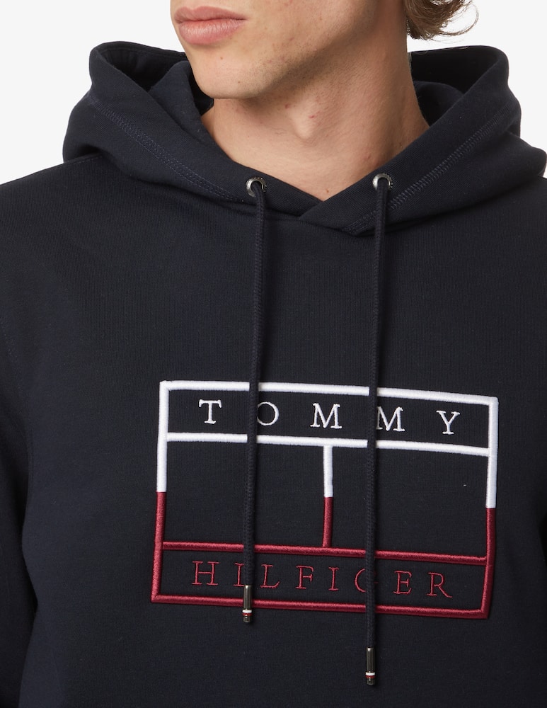 rinascente Tommy Hilfiger Embroidered flag hoodie - Black