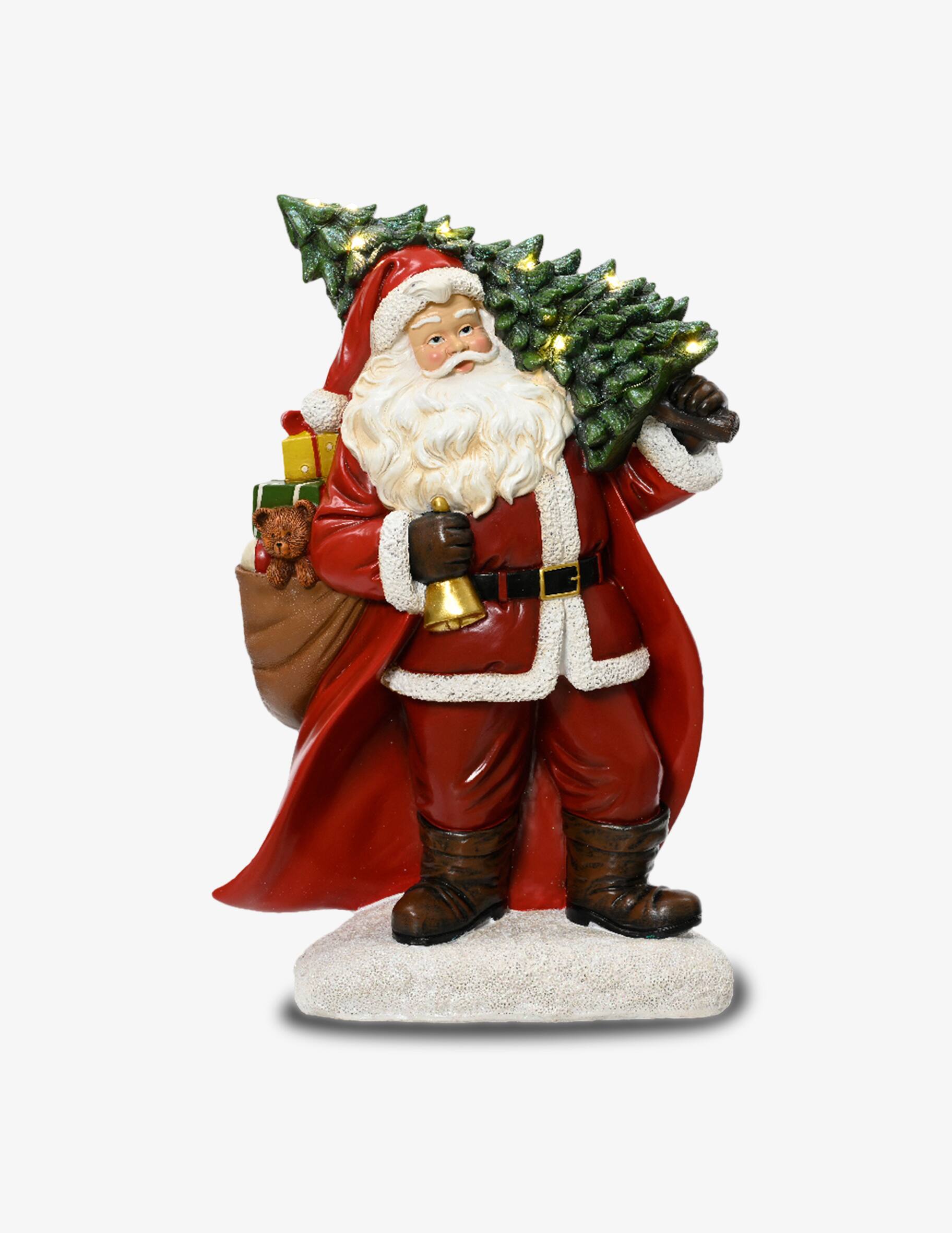 Lampada Natalizia da Parete LED e Babbo Natale Rossa 40x27x45cm
