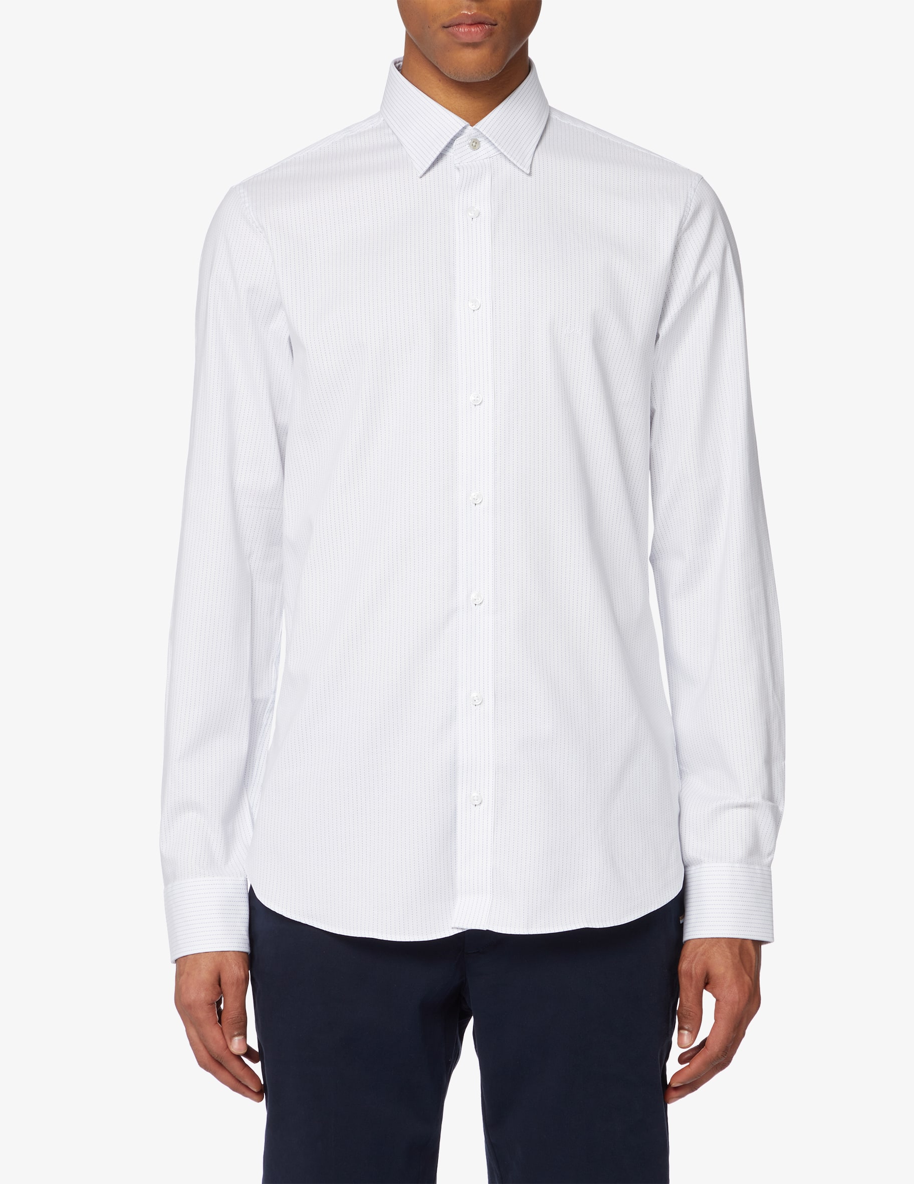 Michael Kors camicia manica lunga slim in fantasia nero verde main image 1