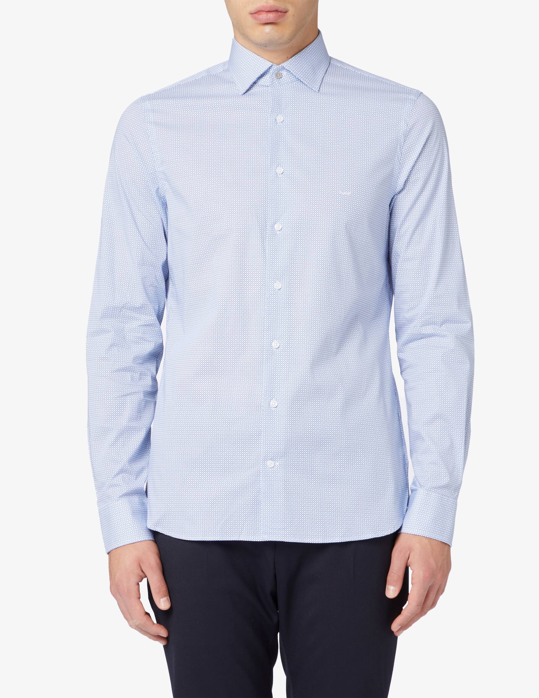 Michael Kors camicia uomo a righe slim fit bianco ecrù main image 0