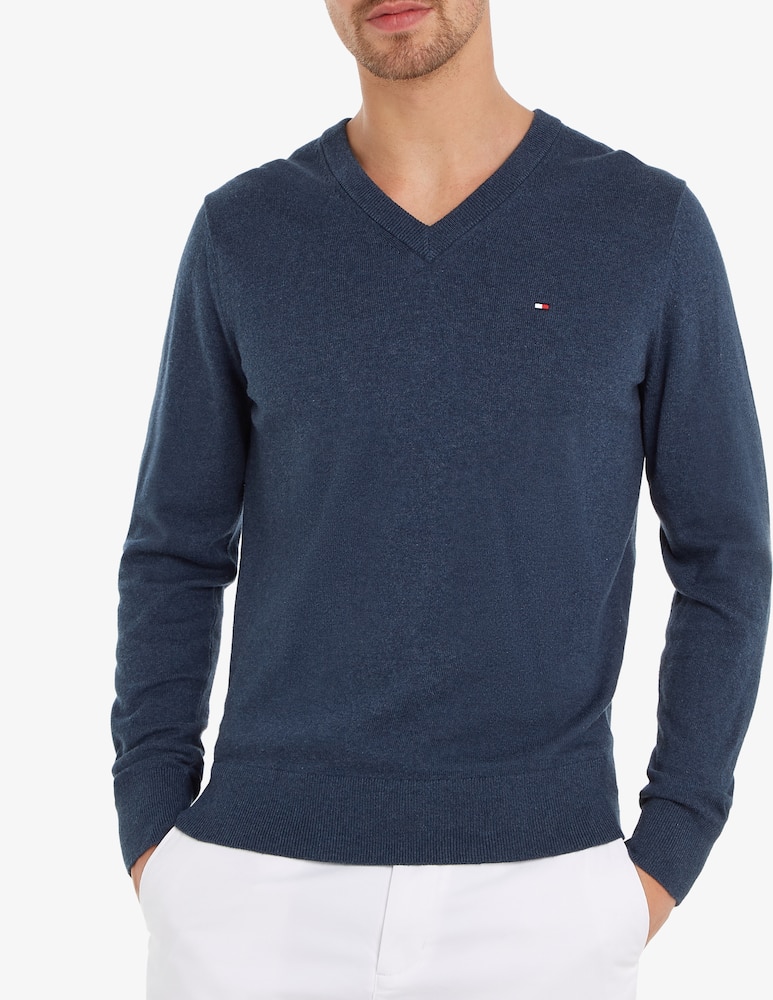 Tommy Hilfiger Maglia collo a v in cotone e cashmere - immagine 1 Tommy Hilfiger Maglia collo a v in cotone e cashmere - immagine 1