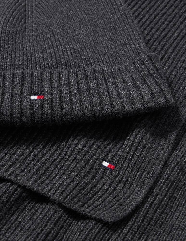 rinascente Tommy Hilfiger Set cappello beanie e sciarpa flag pima cotton