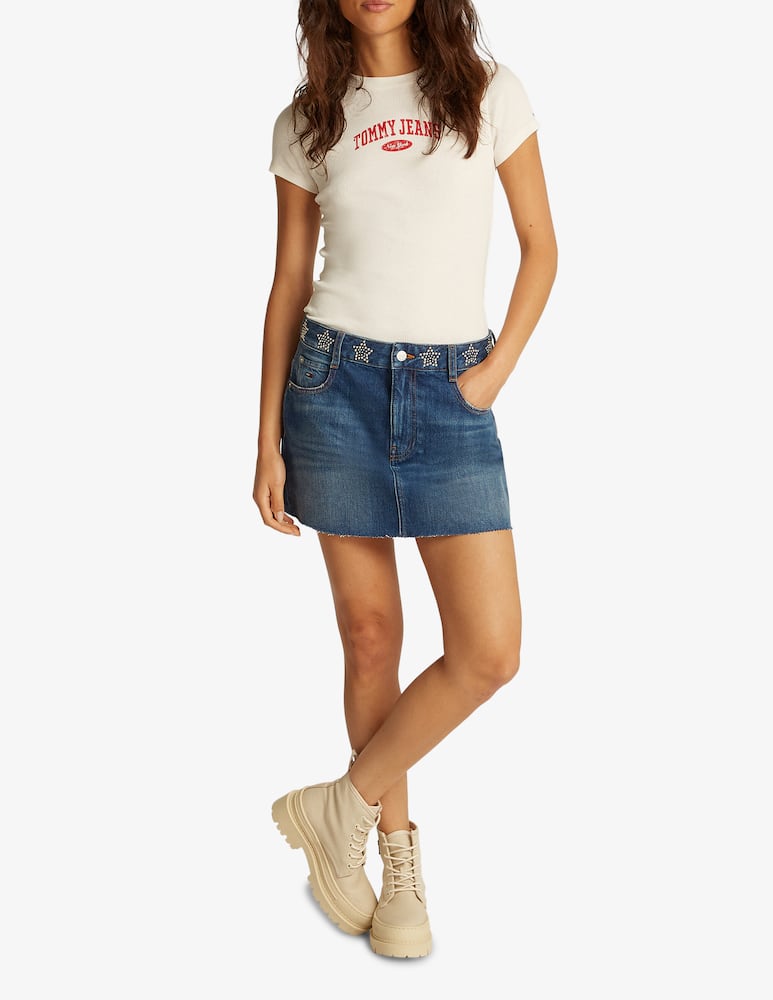 rinascente Tommy Jeans Studded denim mini skirt