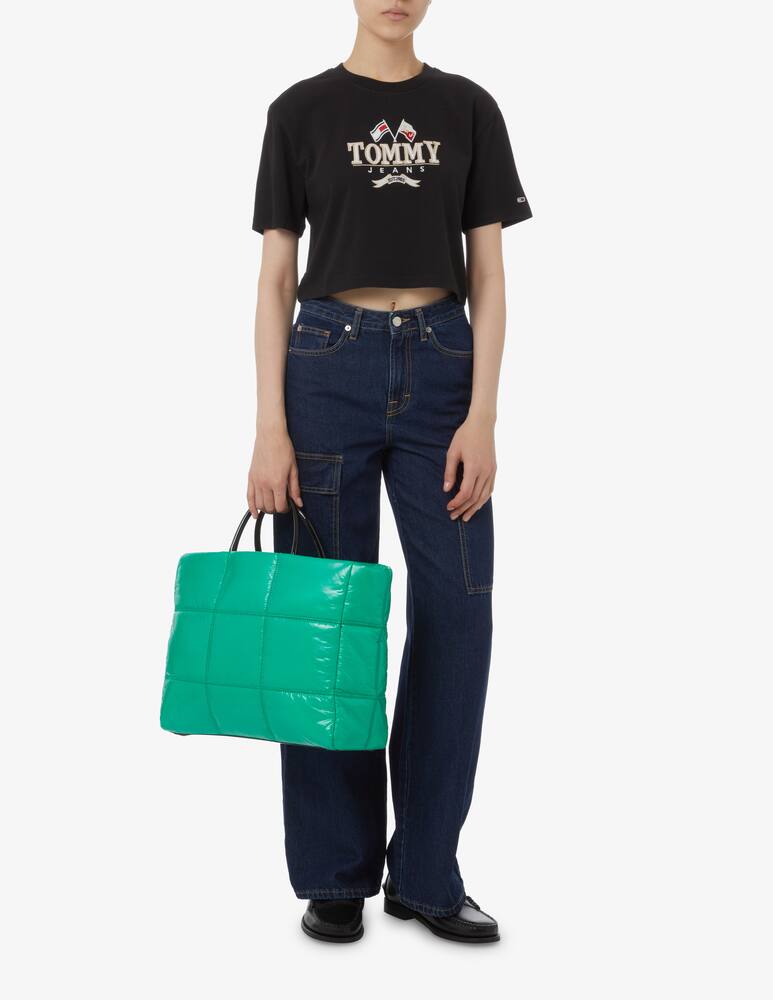 rinascente Tommy Jeans T-shirt crop in cotone College - Nero