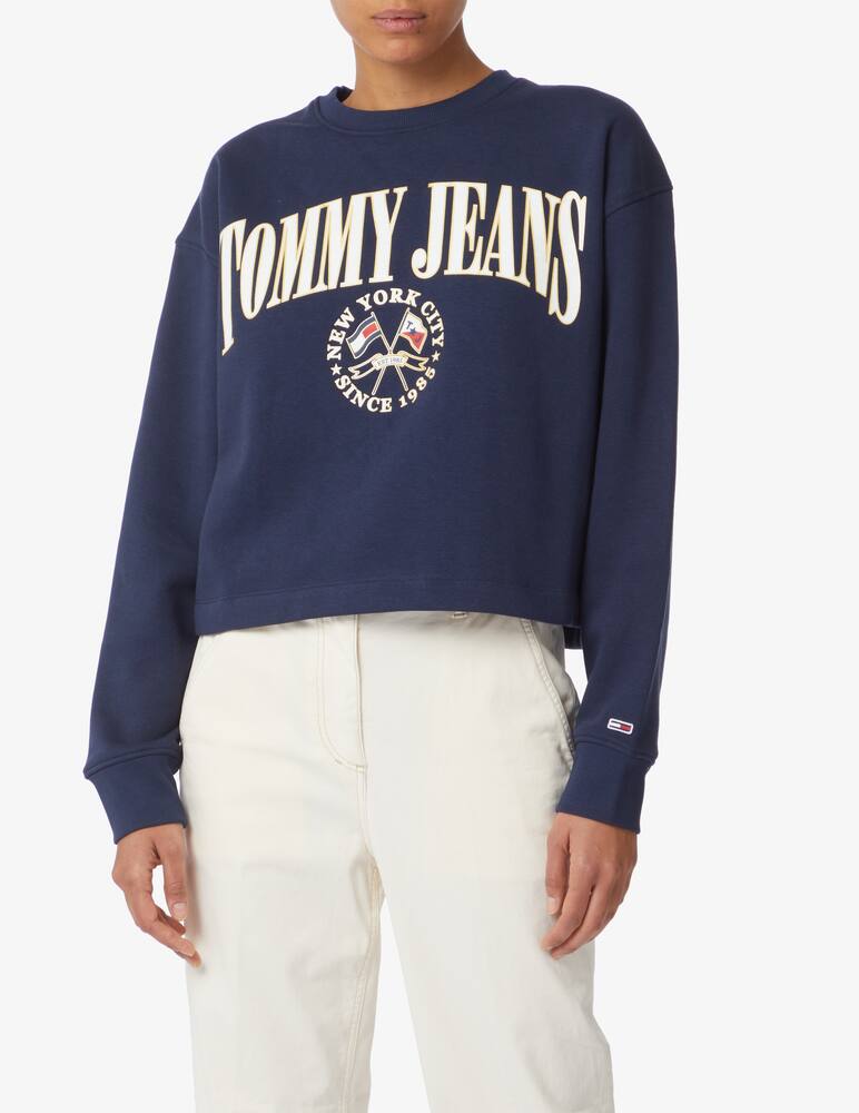 Tommy Jeans Felpa girocollo in cotone College - Blu - immagine 1 Tommy Jeans Felpa girocollo in cotone College - Blu - immagine 1