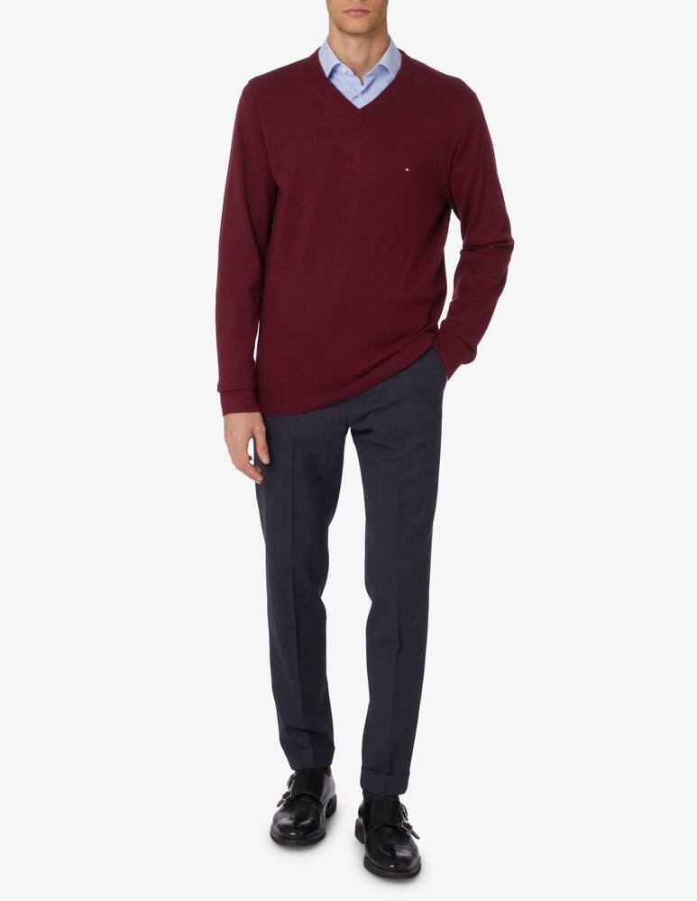 rinascente Tommy Hilfiger Maglia collo a v in cotone pima e cashmere - Rosso