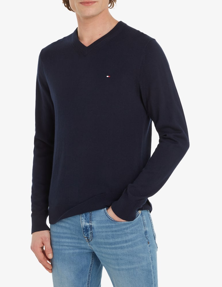 Tommy Hilfiger Maglia collo a v in cotone e cashmere - immagine 1 Tommy Hilfiger Maglia collo a v in cotone e cashmere - immagine 1
