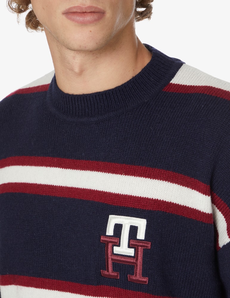 rinascente Tommy Hilfiger Maglia girocollo monogram in lana a righe - Blu