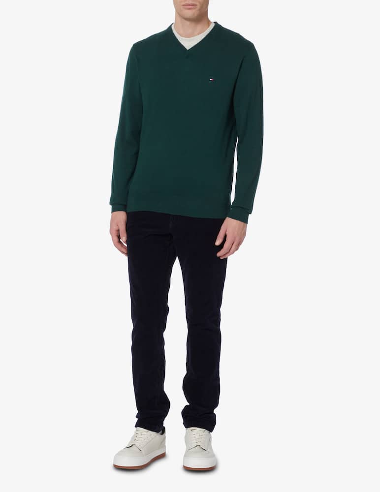 rinascente Tommy Hilfiger Maglia collo a v in cotone e cashmere - Verde