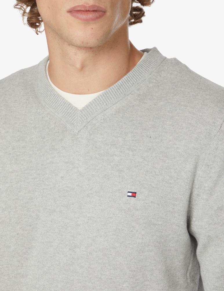 rinascente Tommy Hilfiger Maglia collo a v in cotone pima e cashmere - Grigio