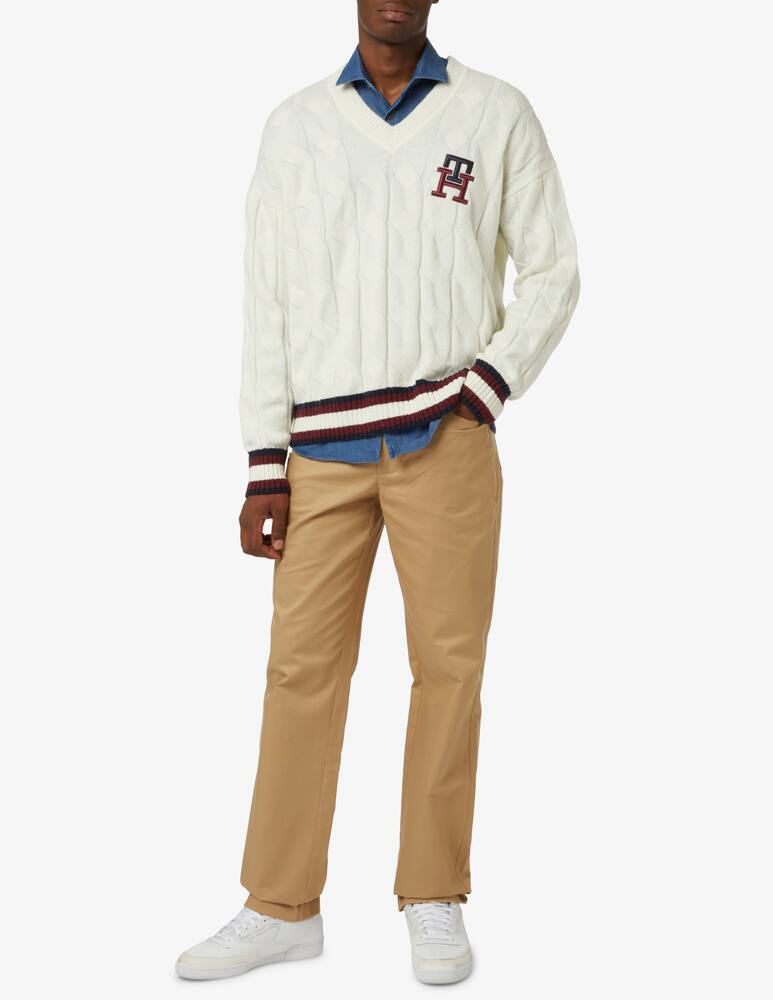 rinascente Tommy Hilfiger Maglia girocollo cable monogram - Bianco