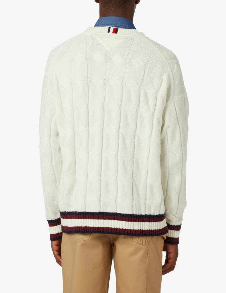 rinascente Tommy Hilfiger Maglia girocollo cable monogram - Bianco