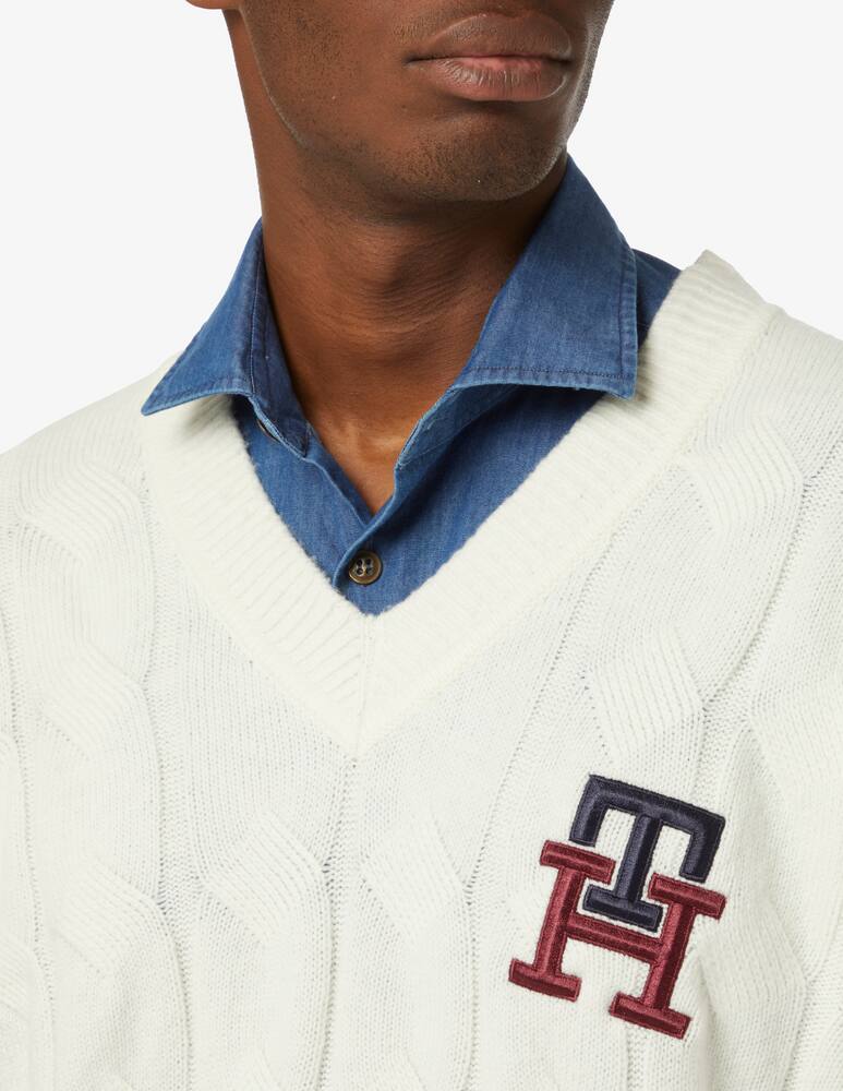 rinascente Tommy Hilfiger Maglia girocollo cable monogram - Bianco