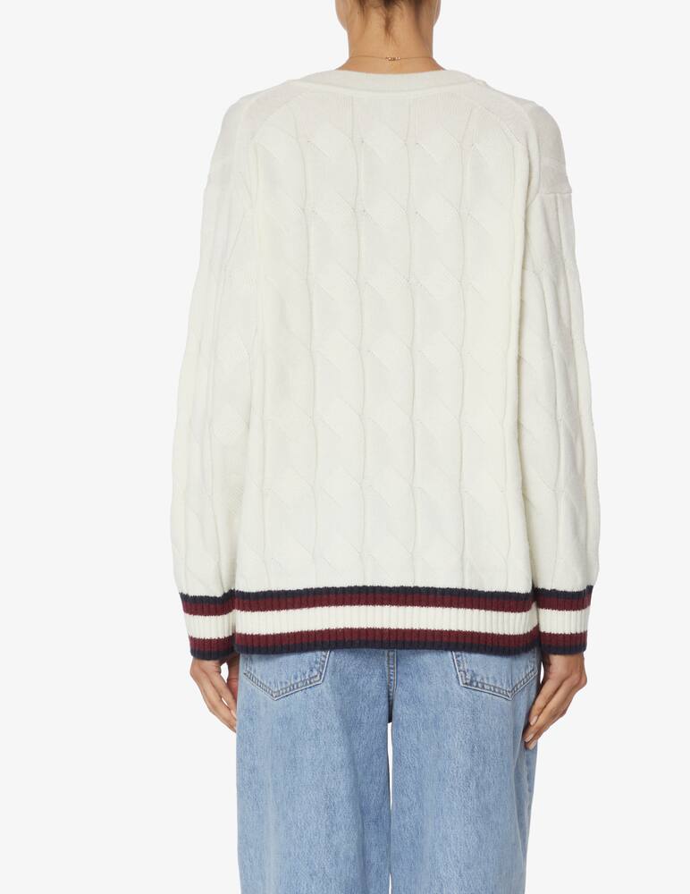 rinascente Tommy Hilfiger Monogram cable v-neck jumper - White