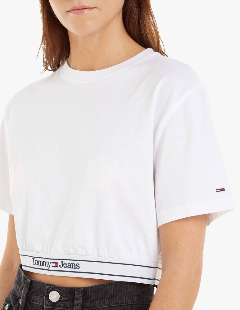 rinascente Tommy Jeans T-shirt crop logo - Bianco