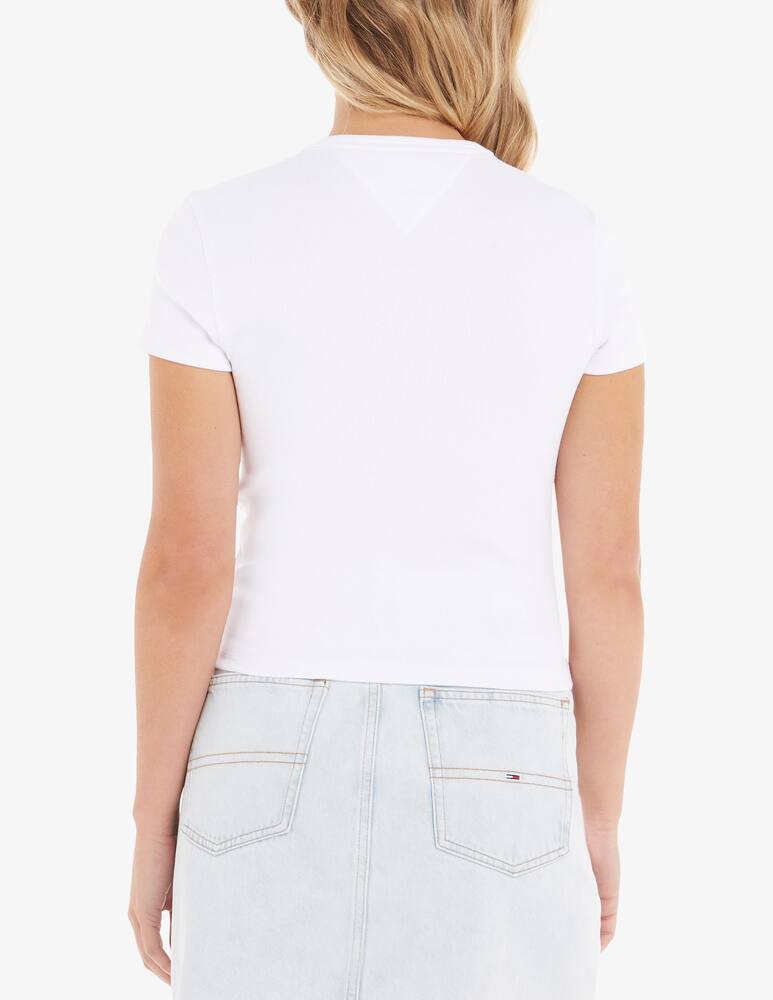 rinascente Tommy Jeans Baby rib badge t-shirt - White