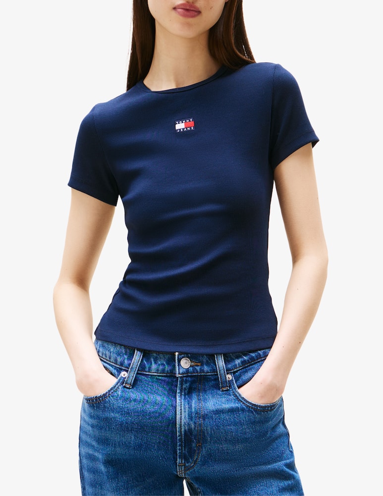 rinascente Tommy Jeans Slim badge rib t-shirt