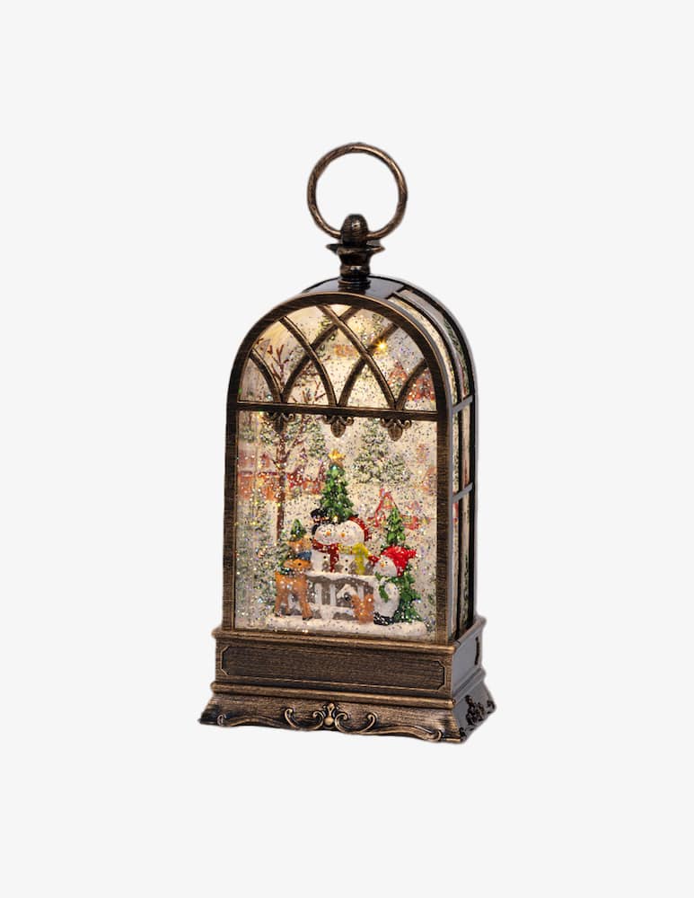 rinascente Kaemingk Lanterna Led Marrone Con Pupazzo Neve