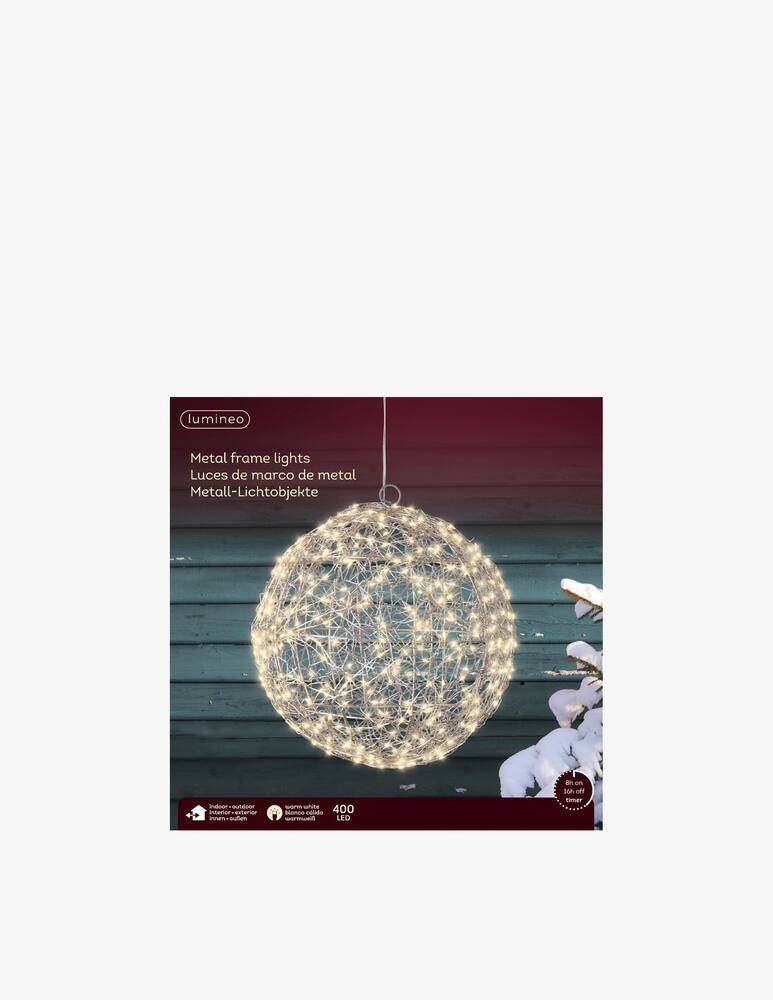 rinascente Kaemingk Ball Outdoor Micro Led Argento/Bianco Caldo D. 28cm