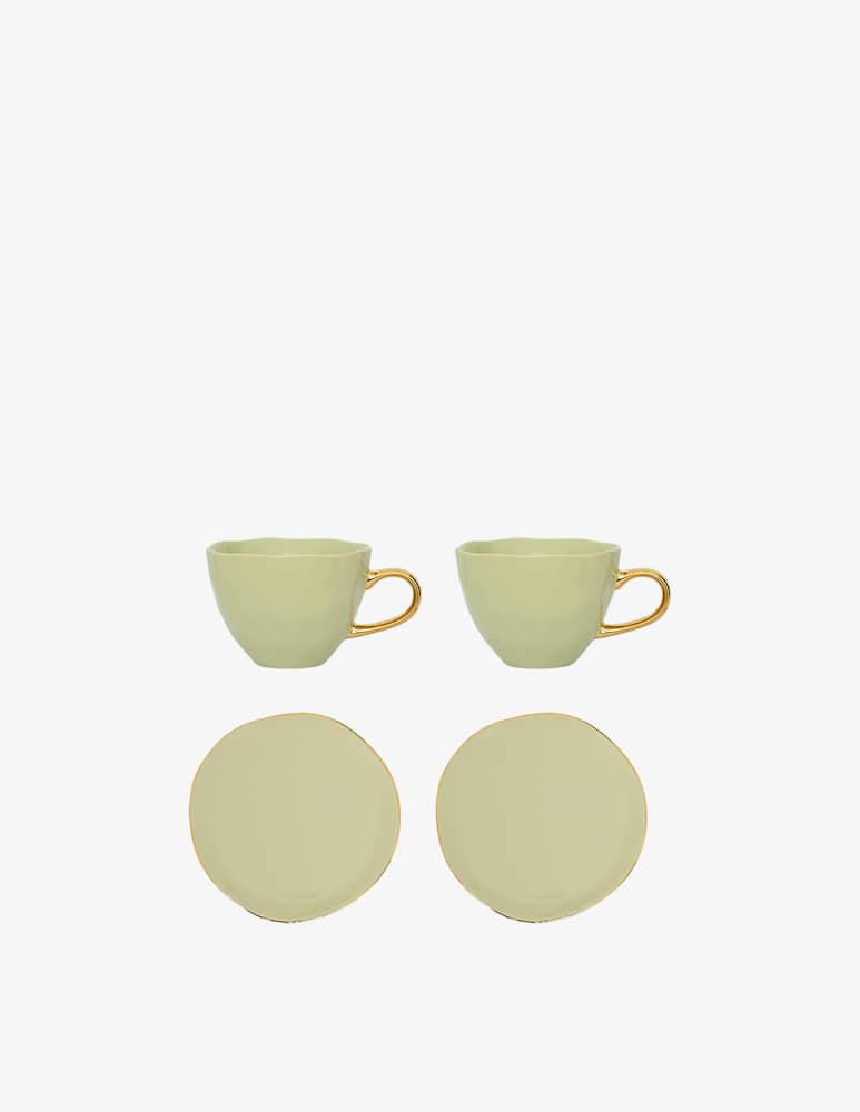 rinascente Urban Nature Culture Good Morning Tazza And Plate Pale Green Set Of 4
