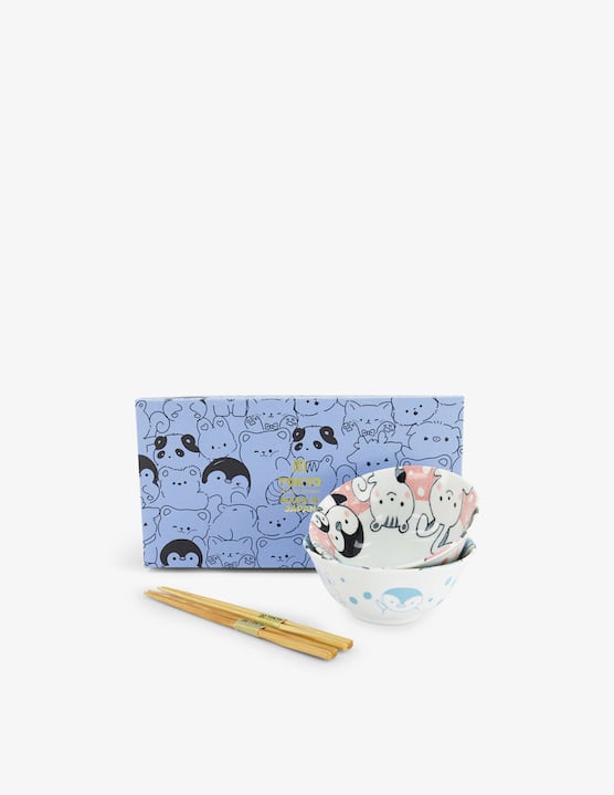 TOKYO design studio - Kawaii Animals Tayo Bowl Set 2pz con Bacchette 500 ml - €44,50