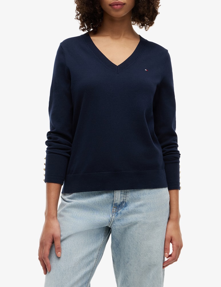 Tommy Hilfiger V neck jumper with cuff buttons - picture 1 Tommy Hilfiger V neck jumper with cuff buttons - picture 1