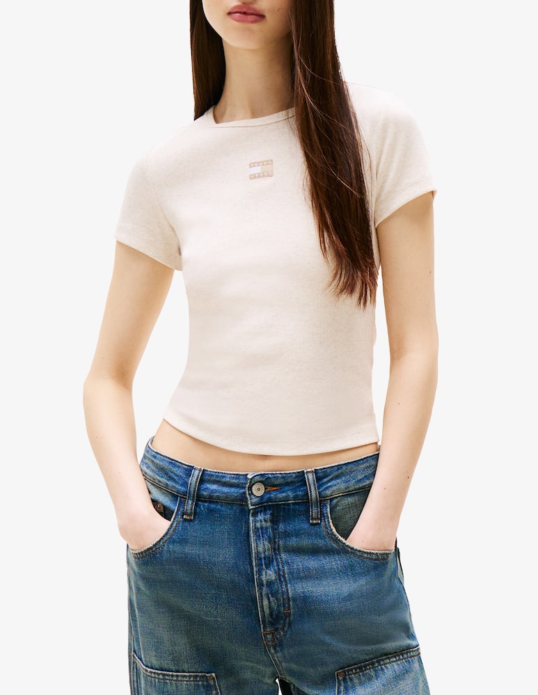 rinascente Tommy Jeans Slim badge rib t-shirt