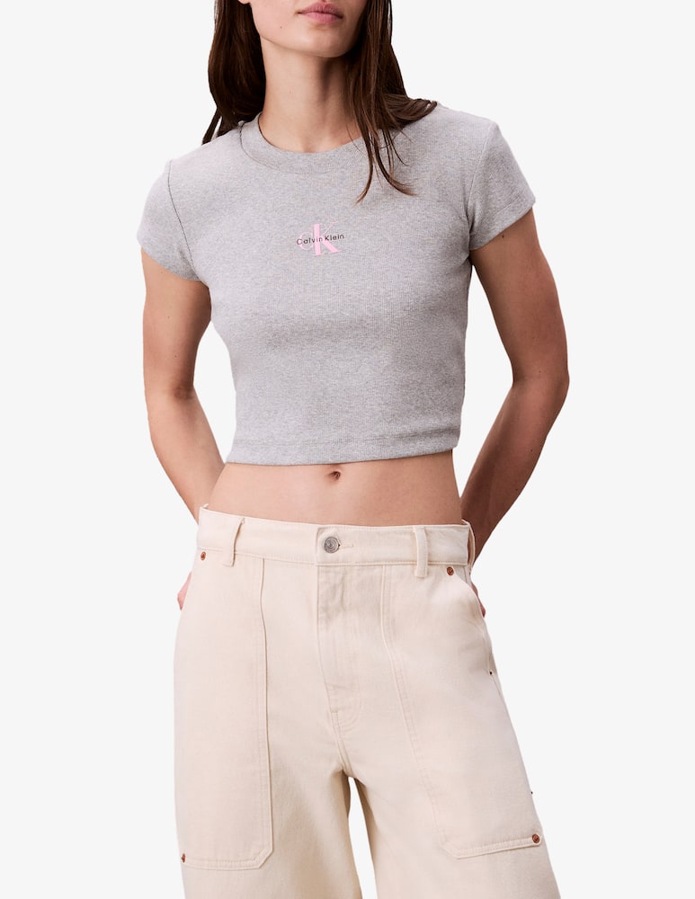 Calvin Klein Jeans T-shirt monologo baby rib - immagine 1 Calvin Klein Jeans T-shirt monologo baby rib - immagine 1