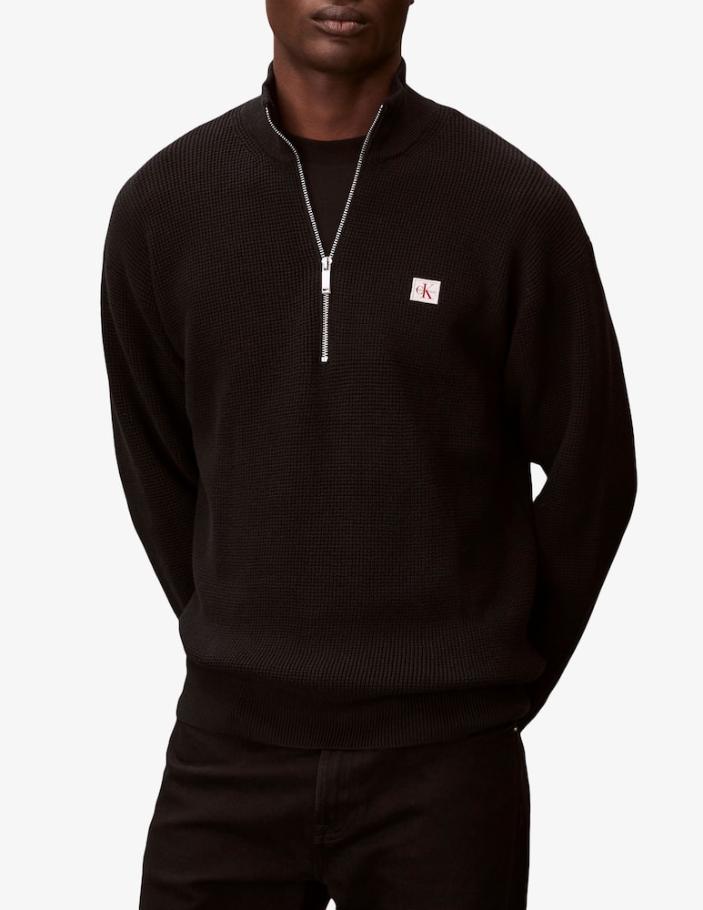 Calvin Klein Jeans Maglia waffle con zip in cotone - immagine 1 Calvin Klein Jeans Maglia waffle con zip in cotone - immagine 1