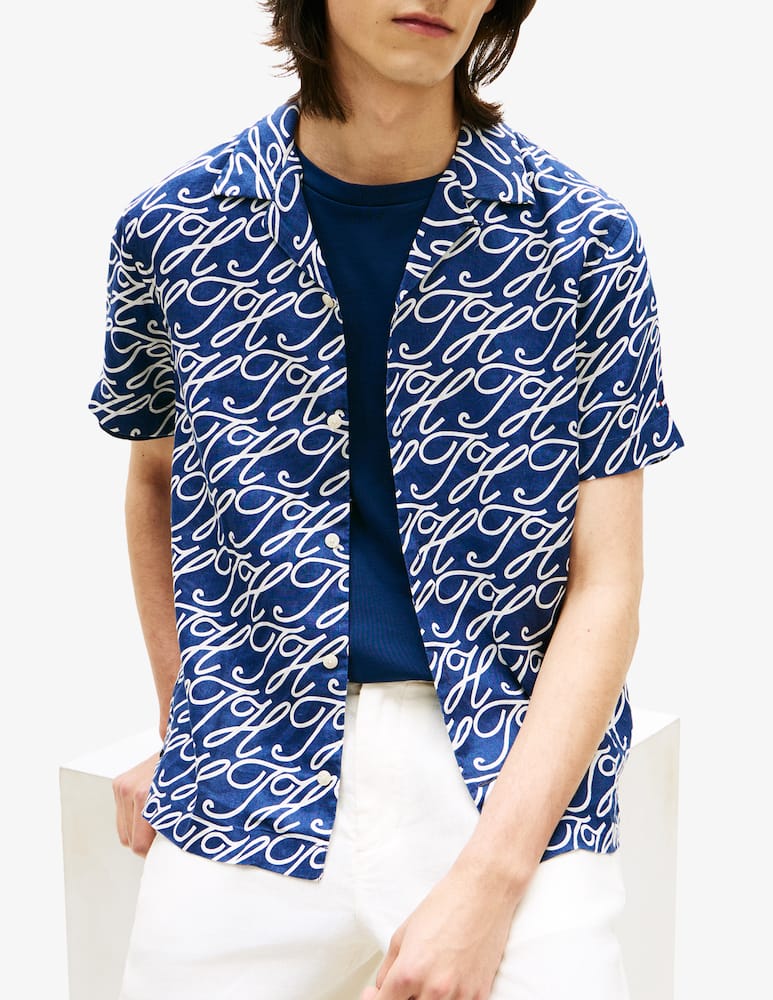 rinascente Tommy Hilfiger Linen camp collar shirt