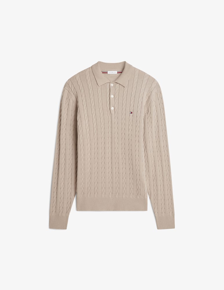 rinascente Tommy Hilfiger Cable knit cotton polo jumper