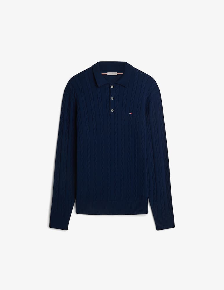 Tommy Hilfiger Cable knit long sleeve polo - picture 1 Tommy Hilfiger Cable knit long sleeve polo - picture 1