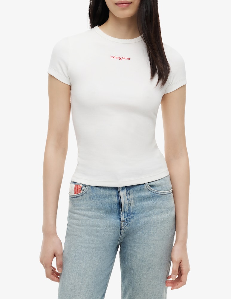 rinascente Tommy Jeans T-shirt slim a costine con logo