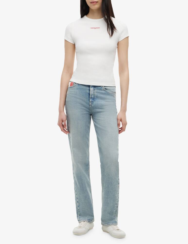 rinascente Tommy Jeans T-shirt slim a costine con logo