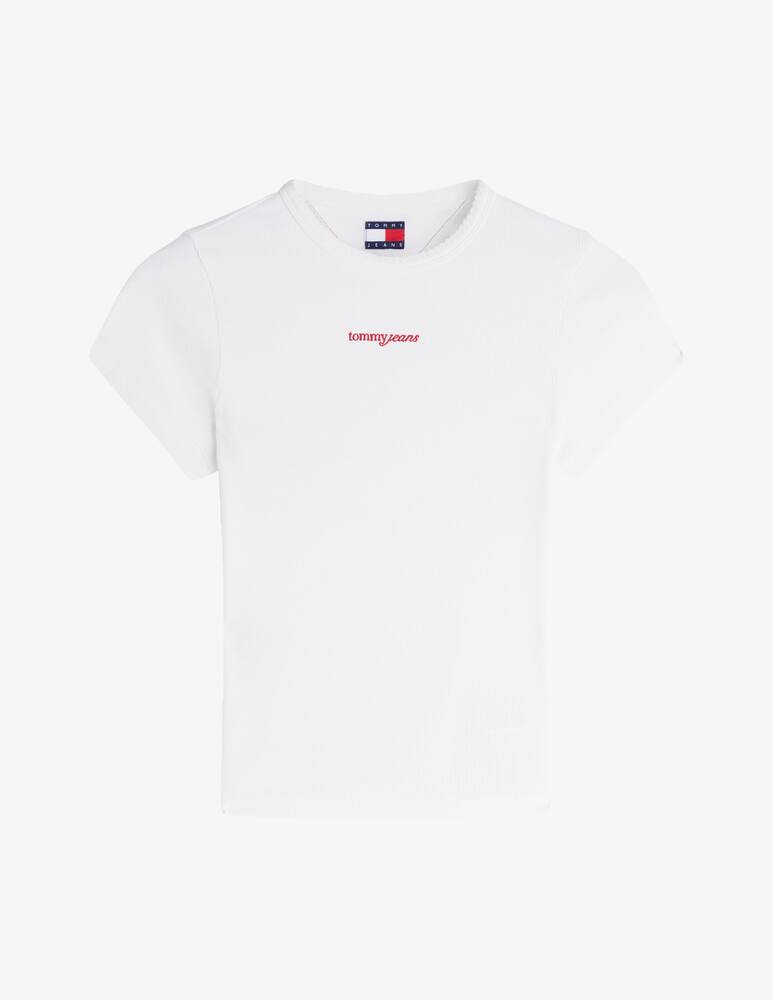 rinascente Tommy Jeans T-shirt slim a costine con logo