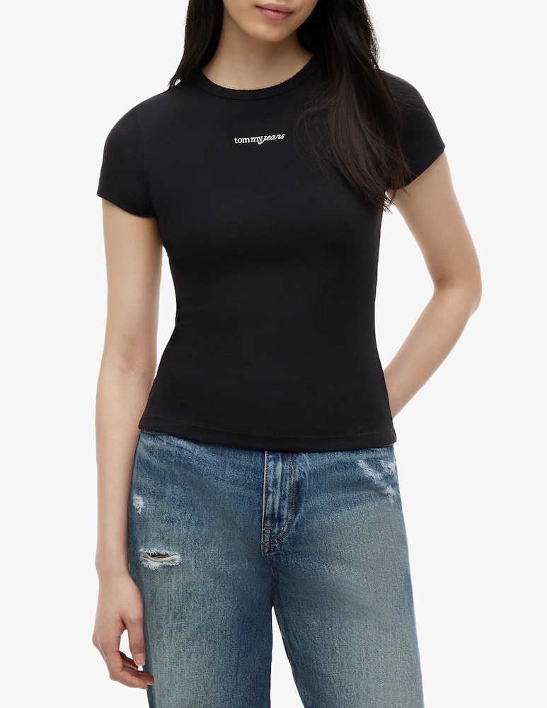 rinascente Tommy Jeans Logo ribbed slim t-shirt