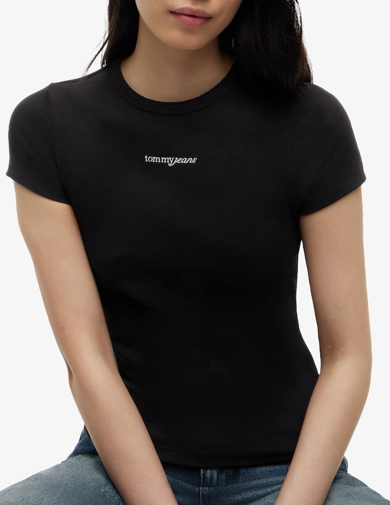 rinascente Tommy Jeans Logo ribbed slim t-shirt