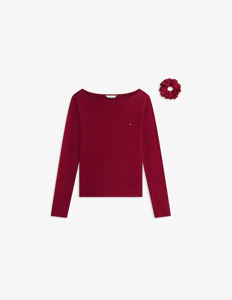 Tommy Hilfiger Set pigiama pointelle con scrunchie - immagine 2 Tommy Hilfiger Set pigiama pointelle con scrunchie - immagine 2