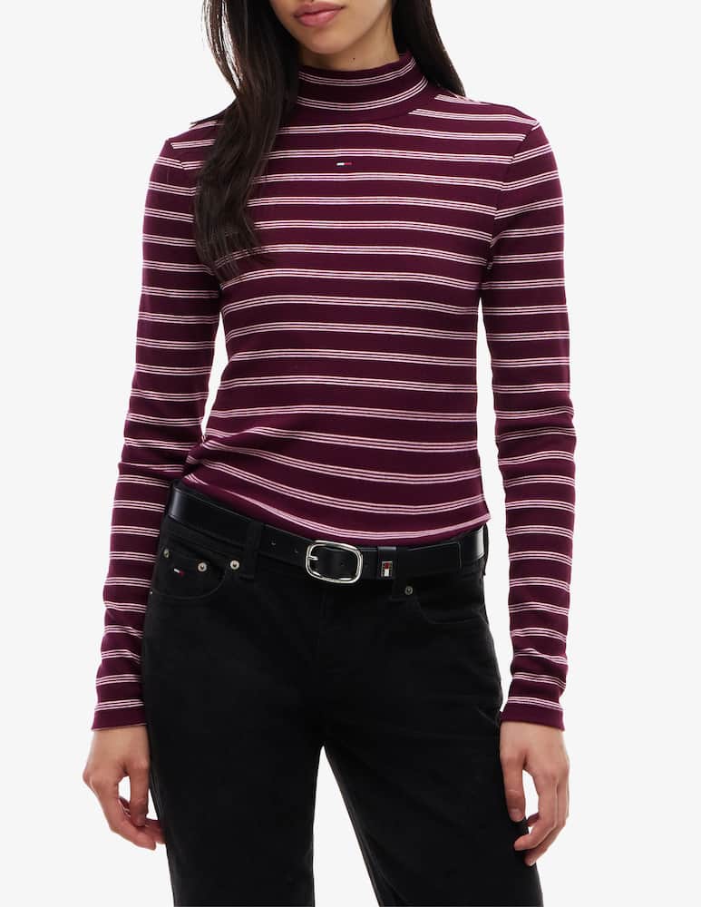 Tommy Jeans Striped mock neck long sleeve tee - picture 1 Tommy Jeans Striped mock neck long sleeve tee - picture 1