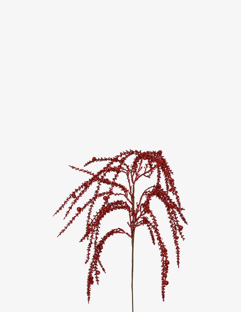 Kaemingk Ramo su stelo rosso glitter - immagine 1 Kaemingk Ramo su stelo rosso glitter - immagine 1
