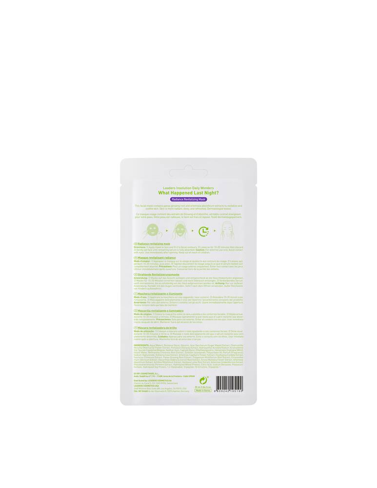 Leaders Maschera What Happened Last Night? Radiance Revitalizing - immagine 2 Leaders Maschera What Happened Last Night? Radiance Revitalizing - immagine 2