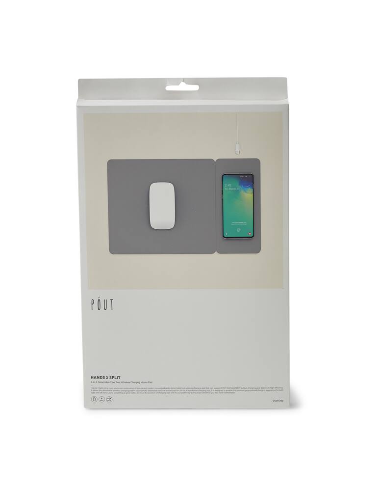 rinascente Pout Hands 3 Split Tappetino/Caricatore Wireless Scomponibile - Grigio
