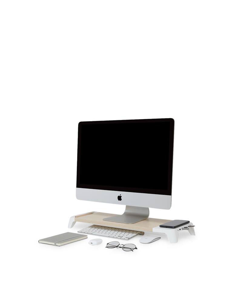 rinascente Pout Eyes 8 Rialzo Per Monitor Con Caricatore Wireless E Hub Usb - Bianco