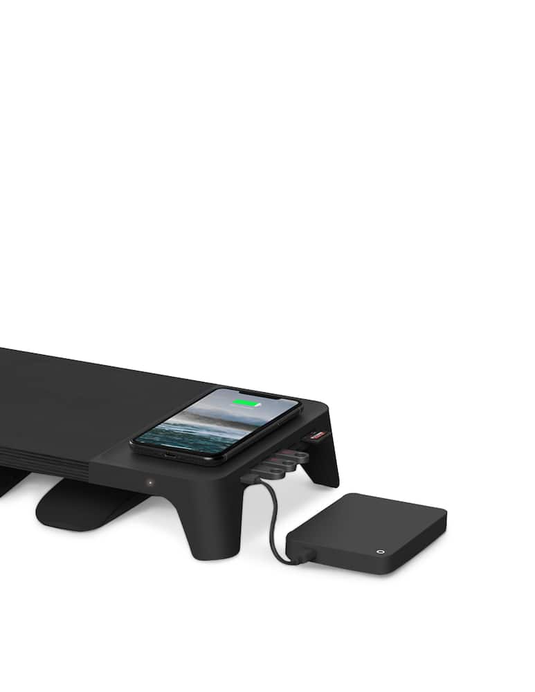 rinascente Pout Eyes 8 Monitor Stand With Wireless Charger And Usb Hub - Black