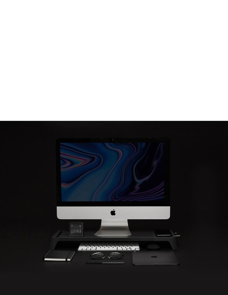 rinascente Pout Eyes 8 Monitor Stand With Wireless Charger And Usb Hub - Black