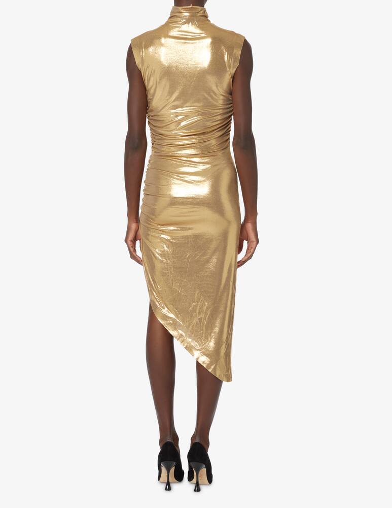 Norma Kamali Sleeveless turtleneck side drape dress - Gold - picture 2 Norma Kamali Sleeveless turtleneck side drape dress - Gold - picture 2